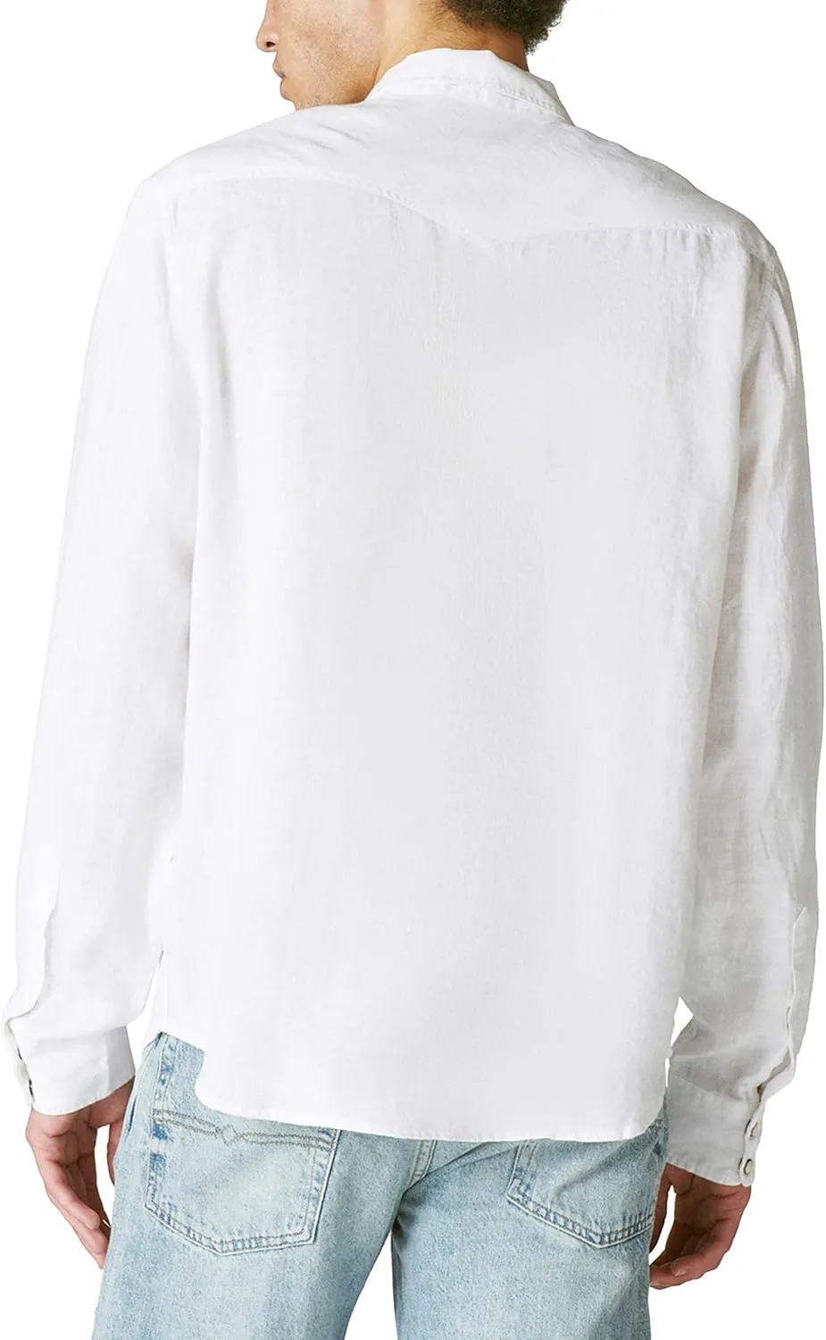 Lucky Brand Men's Long Sleeve Solid Linen Western Shirt