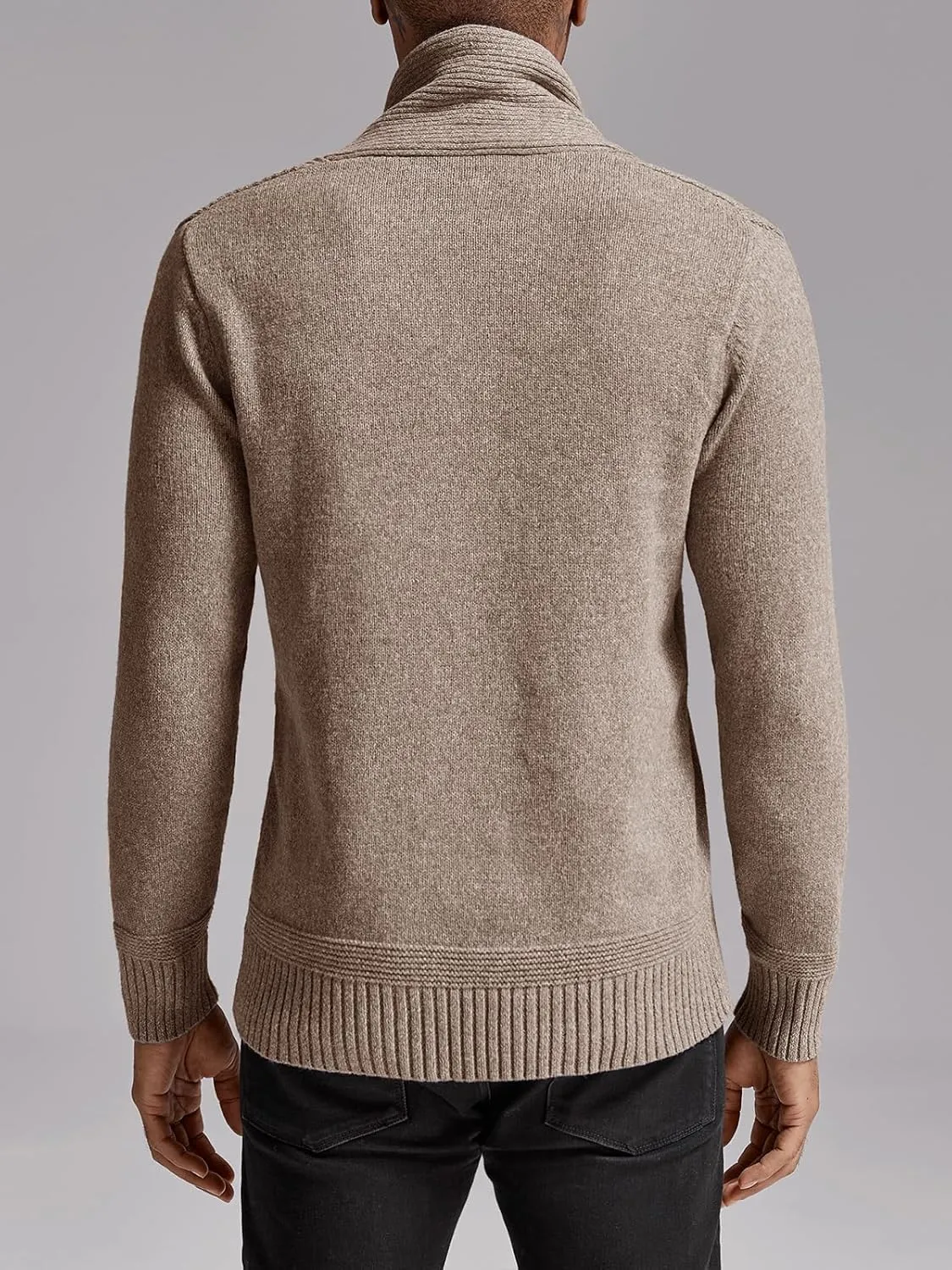 Makkrom Mens Shawl Collar Sweater Cable Knit Pullovers Casual Fall Winter Button Long Sleeve Classic Dress Sweater