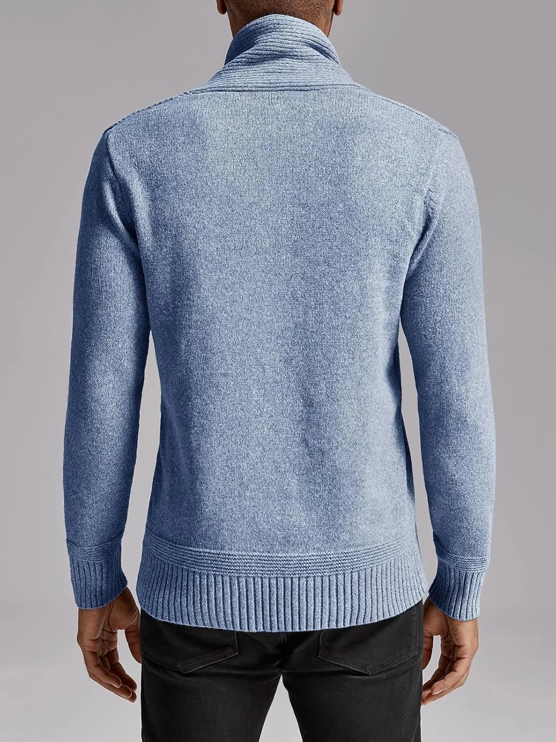 Makkrom Mens Shawl Collar Sweater Cable Knit Pullovers Casual Fall Winter Button Long Sleeve Classic Dress Sweater