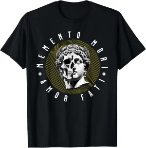Memento Mori Amor Fati Skull Stoicism Quote T-Shirt