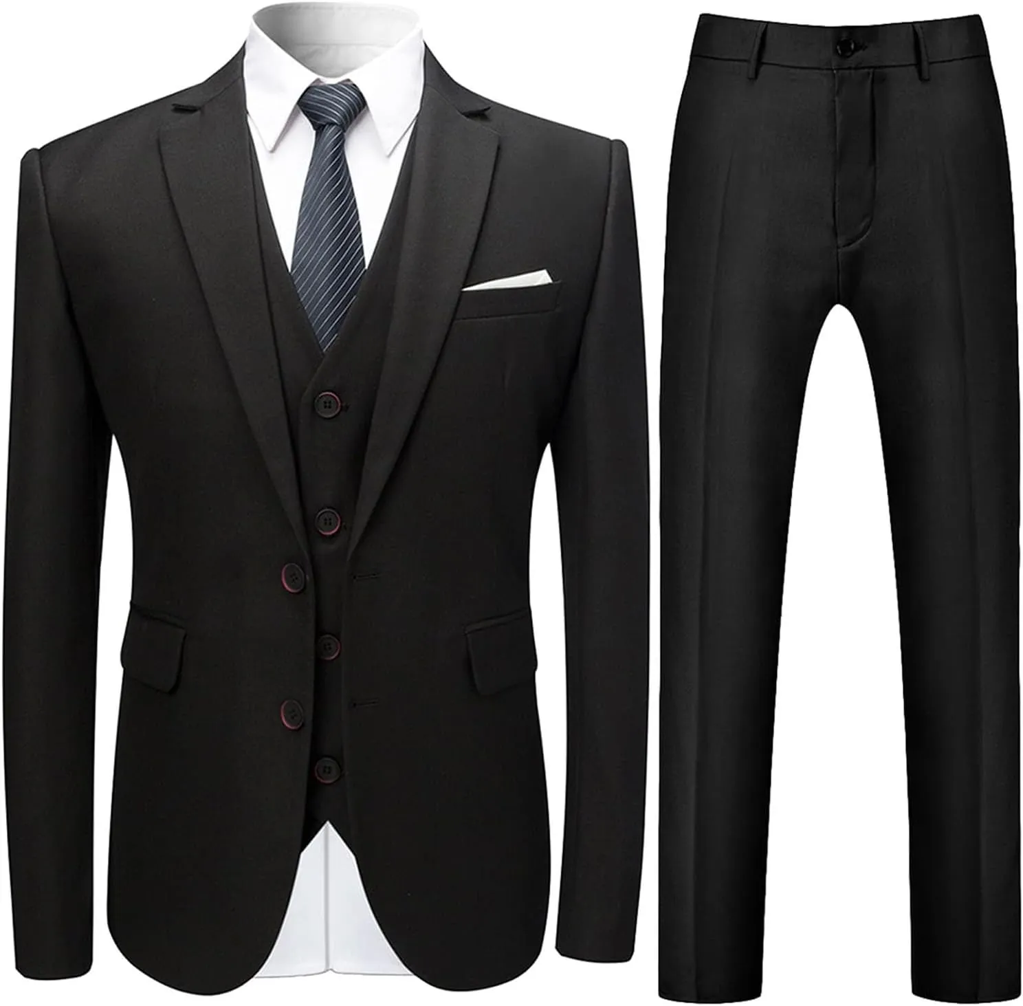 Mens 3 Piece Suit Dress Big and Tall Suit Slim Fit Balzer Jacket & Vest & Pants Set for Wedding Formal Prom Business