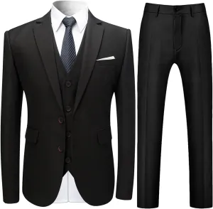 Mens 3 Piece Suit Dress Big and Tall Suit Slim Fit Balzer Jacket & Vest & Pants Set for Wedding Formal Prom Business