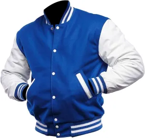 Mens Black Leather Letterman Varsity Collage Baseball Jacket - High School Jacket