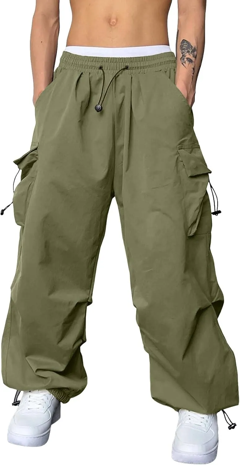 Mens Cargo Pant Elastic Waist Work Pant Multi Pockets Casual Stretchy Outdoor Pants