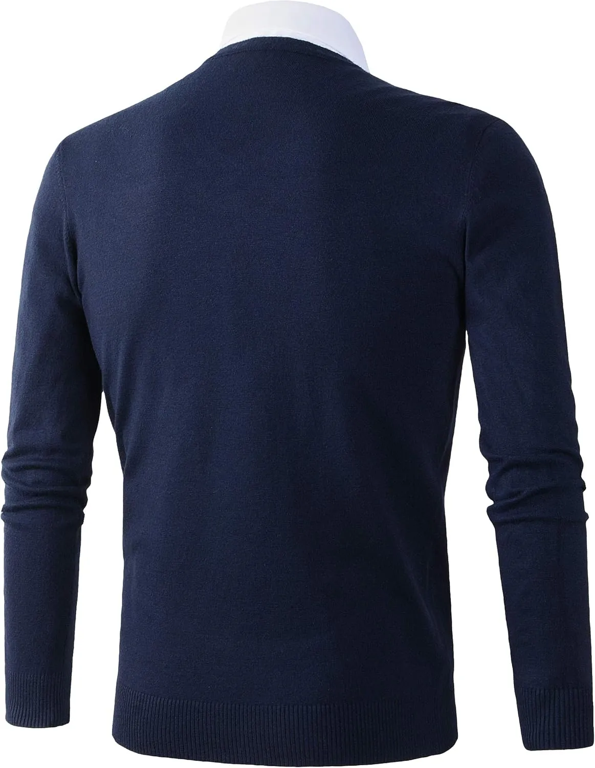 Mens Casual Basic Designed V-Neck Pullover Sweater
