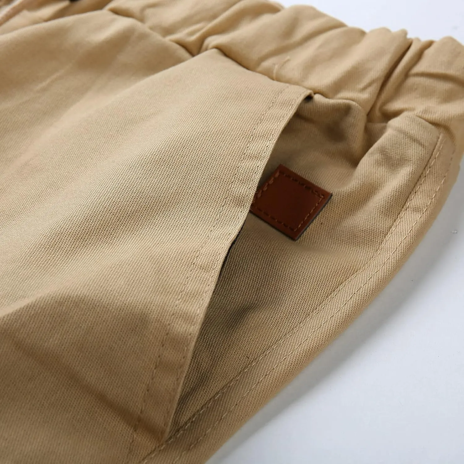 Mens Casual Elastic Drawstring Cargo Pants Outdoor Trousers Cotton Workout Sweatpants Hiking Joggers with Pockets