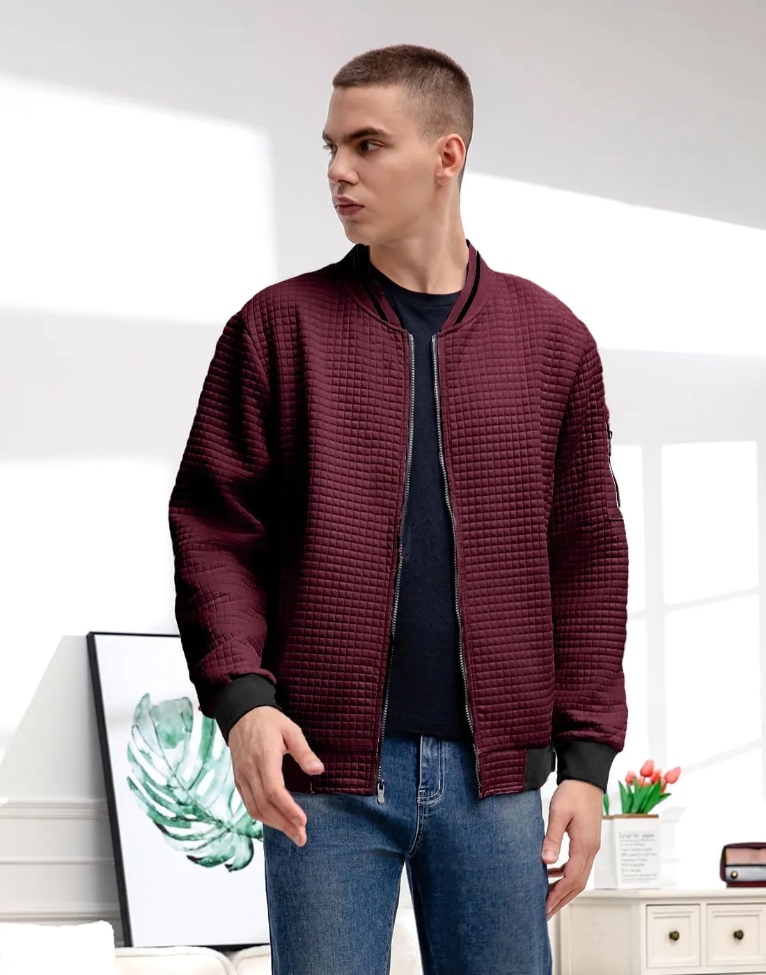 Mens Casual Jacket Lightweight Jacket Varsity Coat