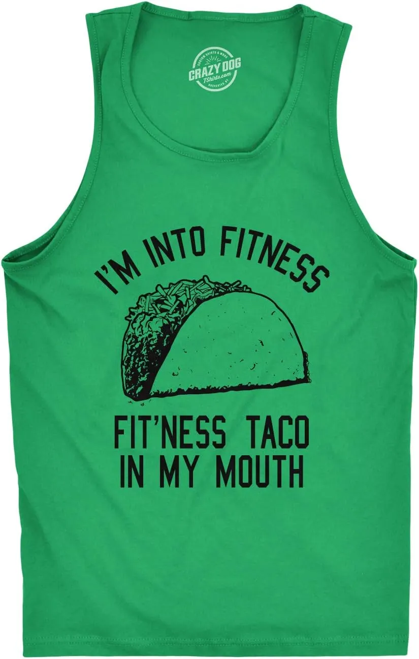 Mens Fitness Taco in My Mouth Tanktop Funny Shirt