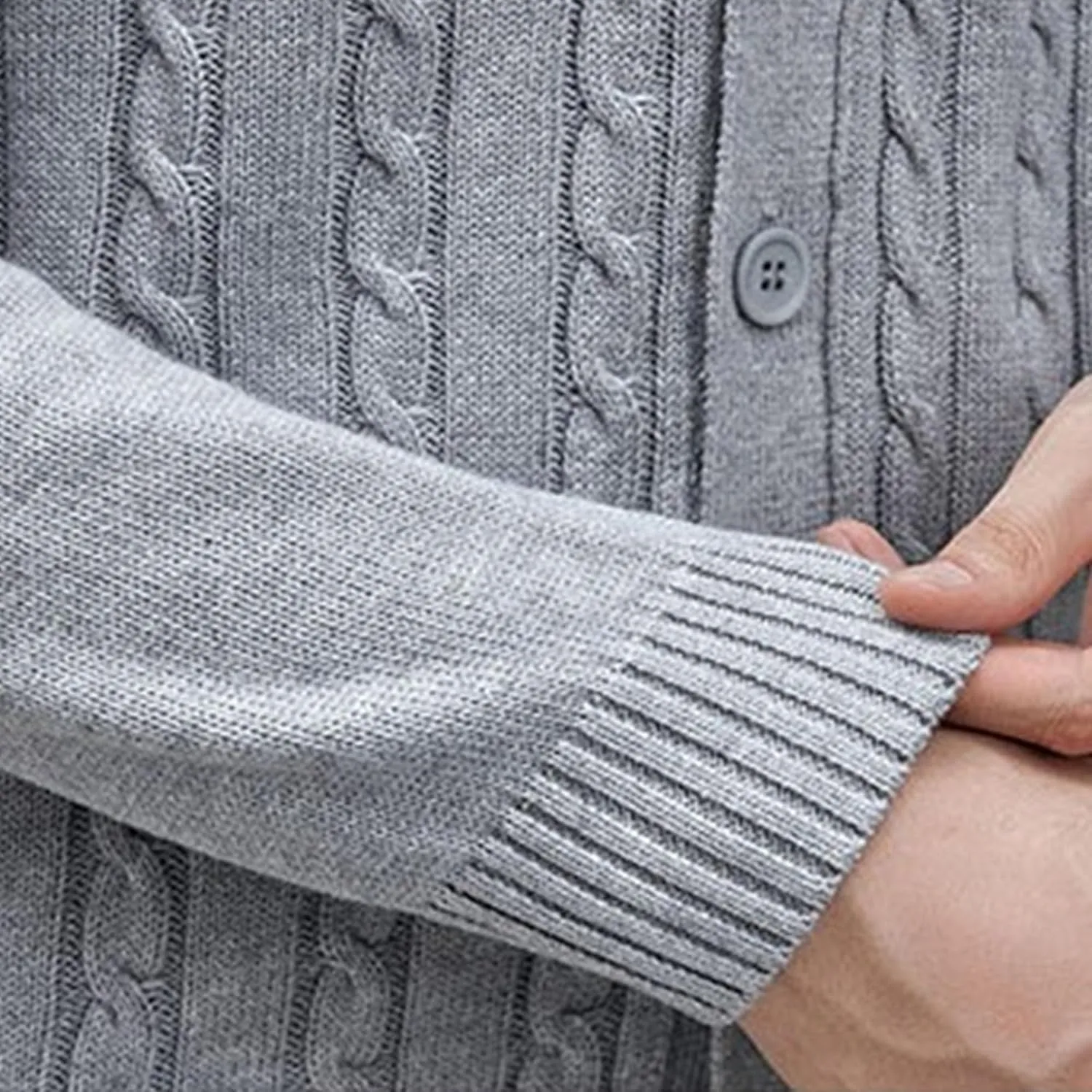 Men's Knitted Ribbed V Neck Sweater Cardigan Button Up Regular Fit Sweater Ribbed Long Sleeve Casual Sweaters