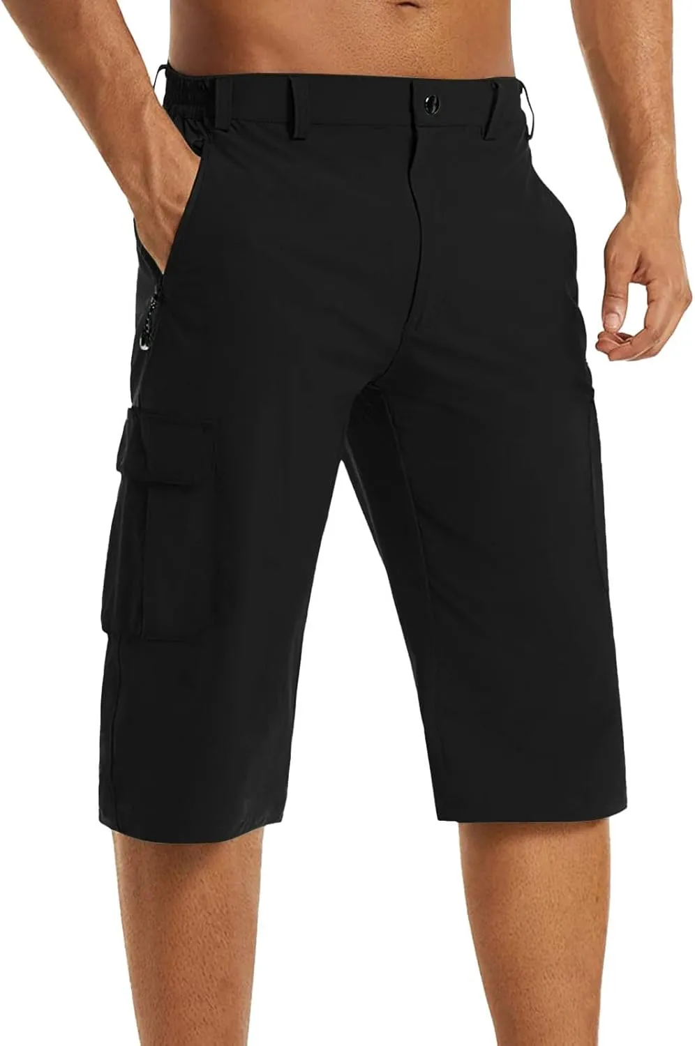 Mens Outdoor Thin Work Climbing Capris Quick Dry Lightweight 3/4 Hiking Walking Shorts Shorts ith Multi Pockets 2024 Fashion