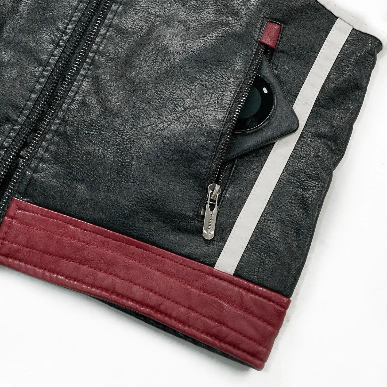 Men's PU Leather Jacket Windbreaker Leather Motorcycle Jacket Men Racing Jacket Riding Coat