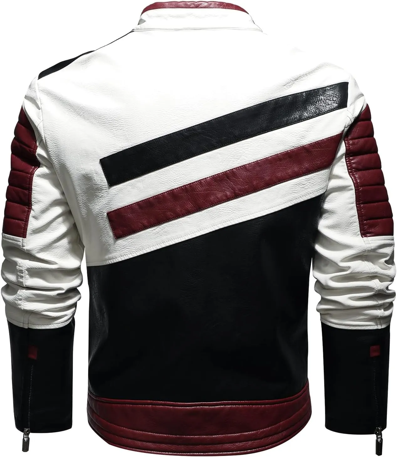 Men's PU Leather Jacket Windbreaker Leather Motorcycle Jacket Men Racing Jacket Riding Coat