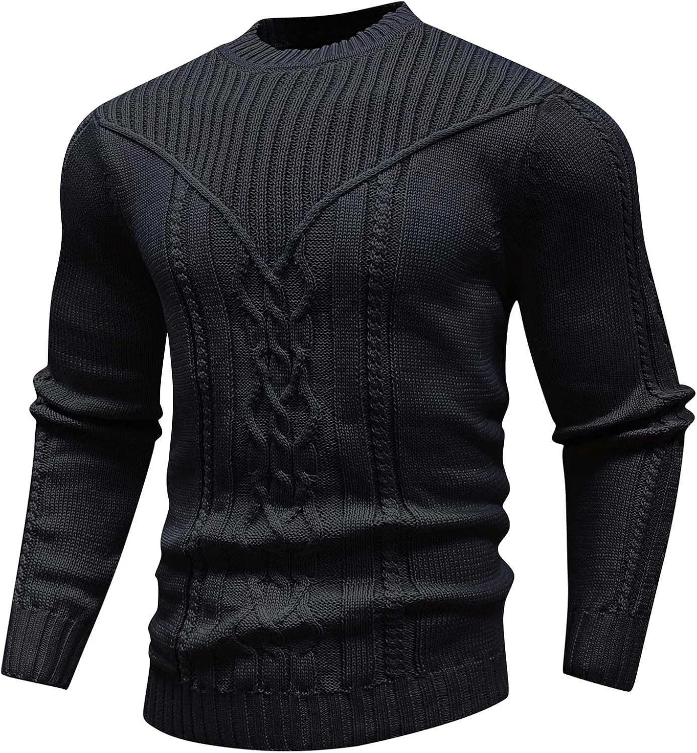 Men's Pullover Long Sleeve Crewneck Knitted Sweater
