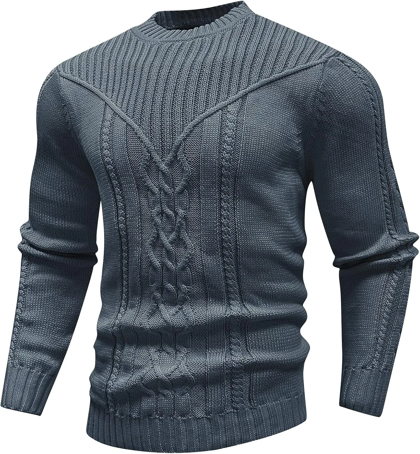 Men's Pullover Long Sleeve Crewneck Knitted Sweater