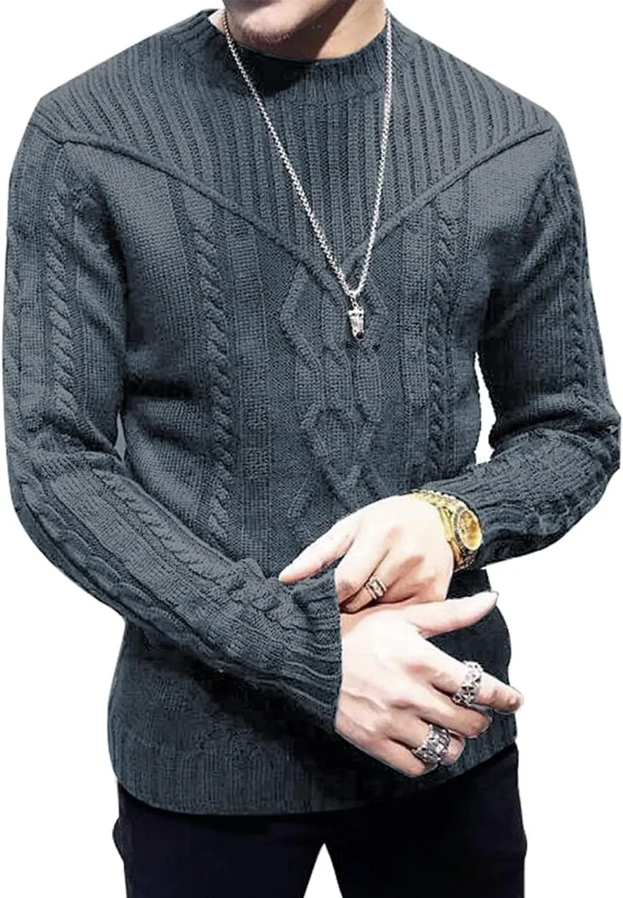 Men's Pullover Long Sleeve Crewneck Knitted Sweater