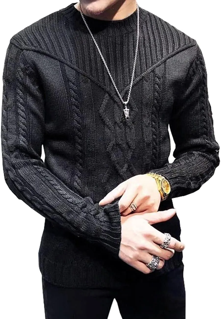 Men's Pullover Long Sleeve Crewneck Knitted Sweater