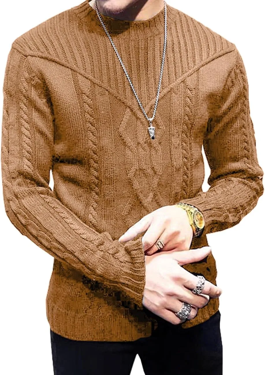 Men's Pullover Long Sleeve Crewneck Knitted Sweater