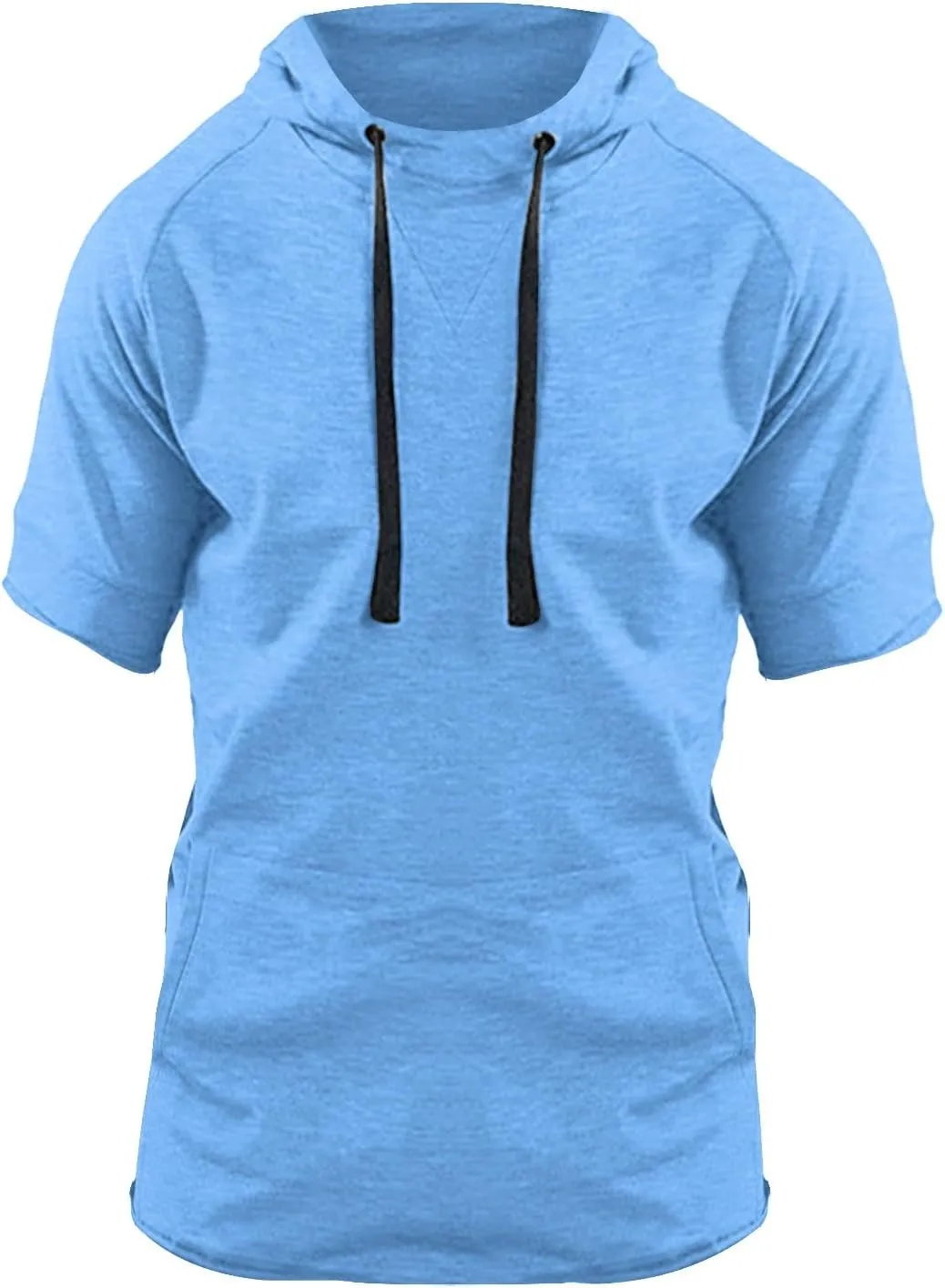 Mens Short Sleeve Muscle Hoodies Slim Fit Fitness Gym Workout Athletic Tee Pullover Casual Loose Fashion T-Shirts