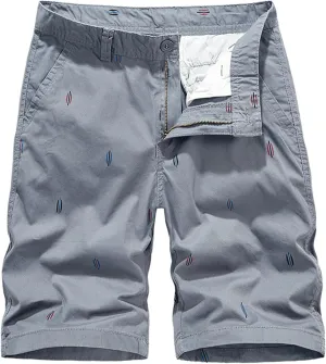 Men's Slim-Fit 5" Flat-Front Comfort Stretch Chino Shorts Casual Summer Beach Shorts Mid-Waist Athletic Golf Cargo Shorts