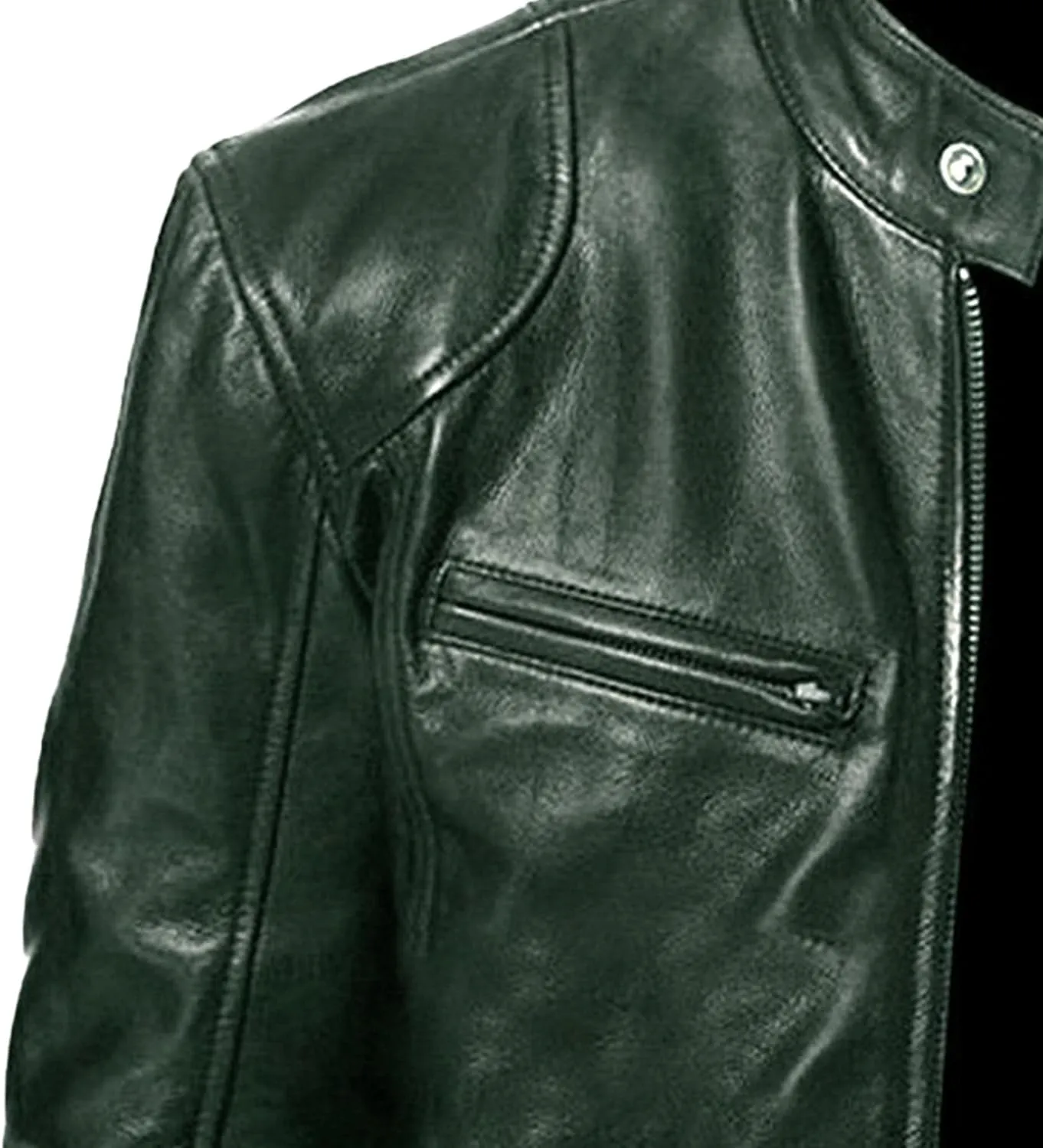 Mens Stand Collar Leather Jacket Casual Biker Motorcycle PU Jackets Slim Fit Motorcyle Lightweight Coat