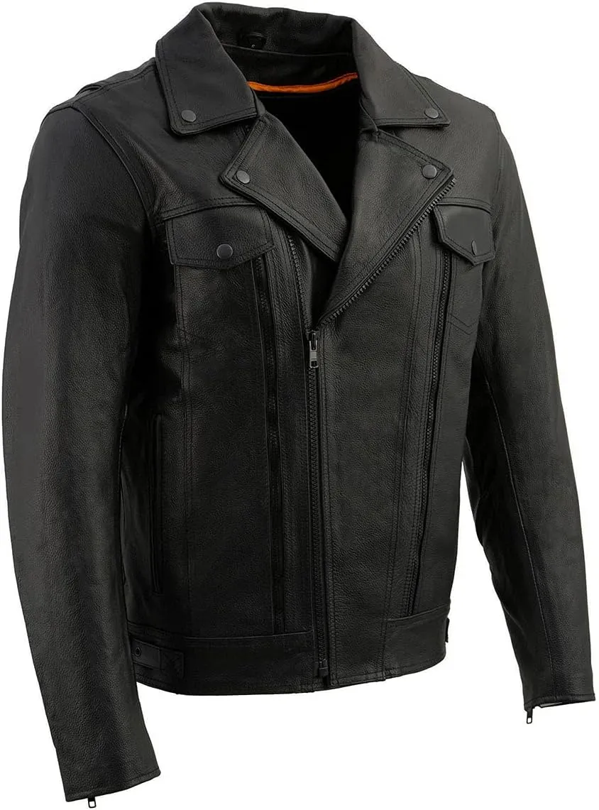 Milwaukee Leather LKM1781 Men's The Legend Classic Black Premium Leather Motorcycle Jacket w/Quilted Liner