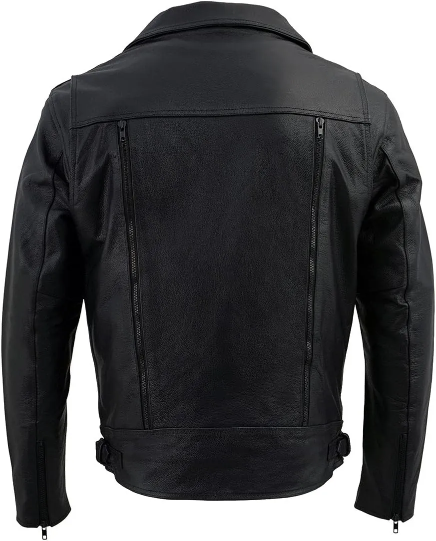 Milwaukee Leather LKM1781 Men's The Legend Classic Black Premium Leather Motorcycle Jacket w/Quilted Liner
