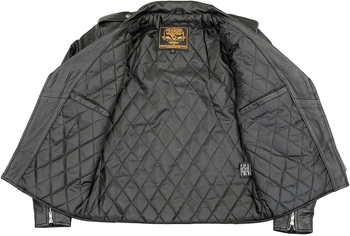 Milwaukee Leather LKM1781 Men's The Legend Classic Black Premium Leather Motorcycle Jacket w/Quilted Liner