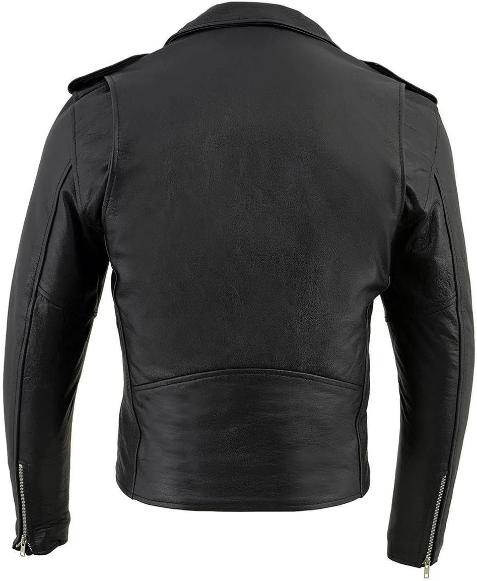 Milwaukee Leather LKM1781 Men's The Legend Classic Black Premium Leather Motorcycle Jacket w/Quilted Liner