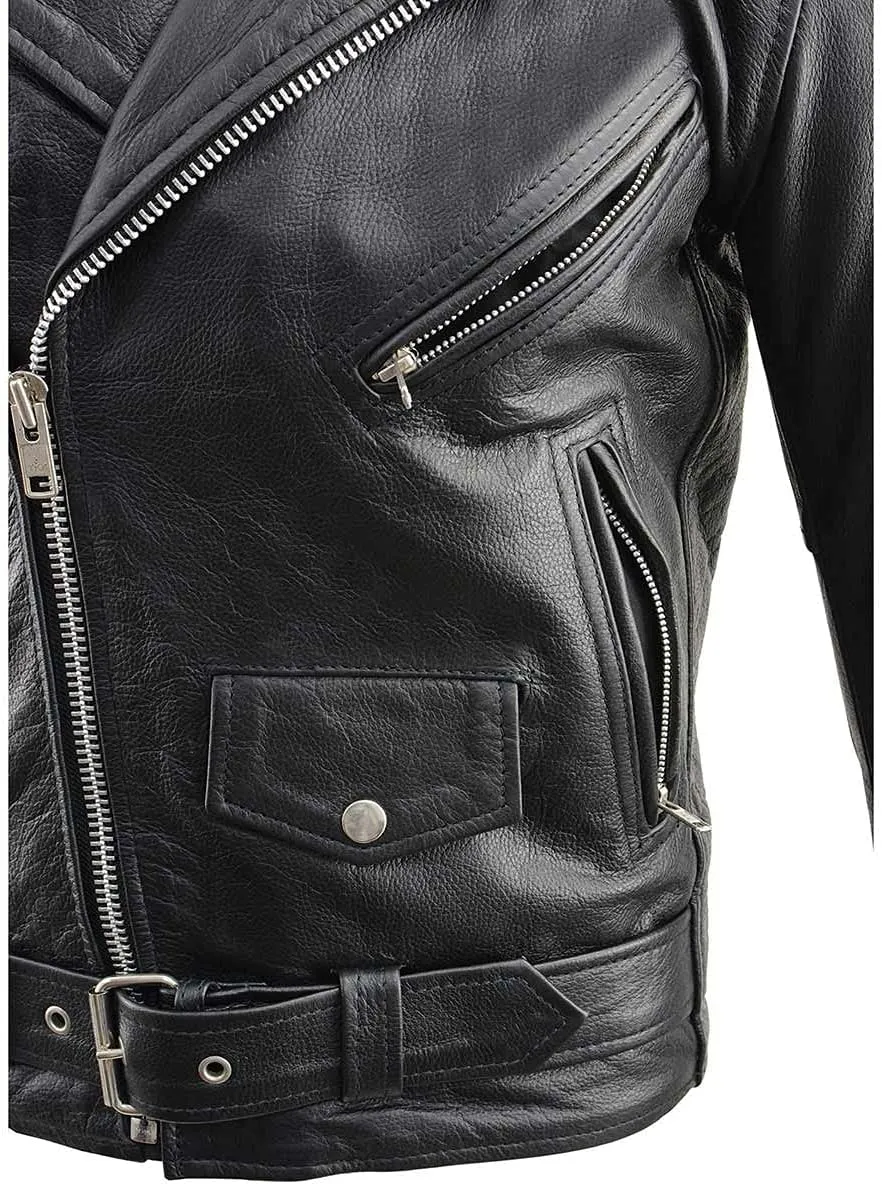 Milwaukee Leather LKM1781 Men's The Legend Classic Black Premium Leather Motorcycle Jacket w/Quilted Liner
