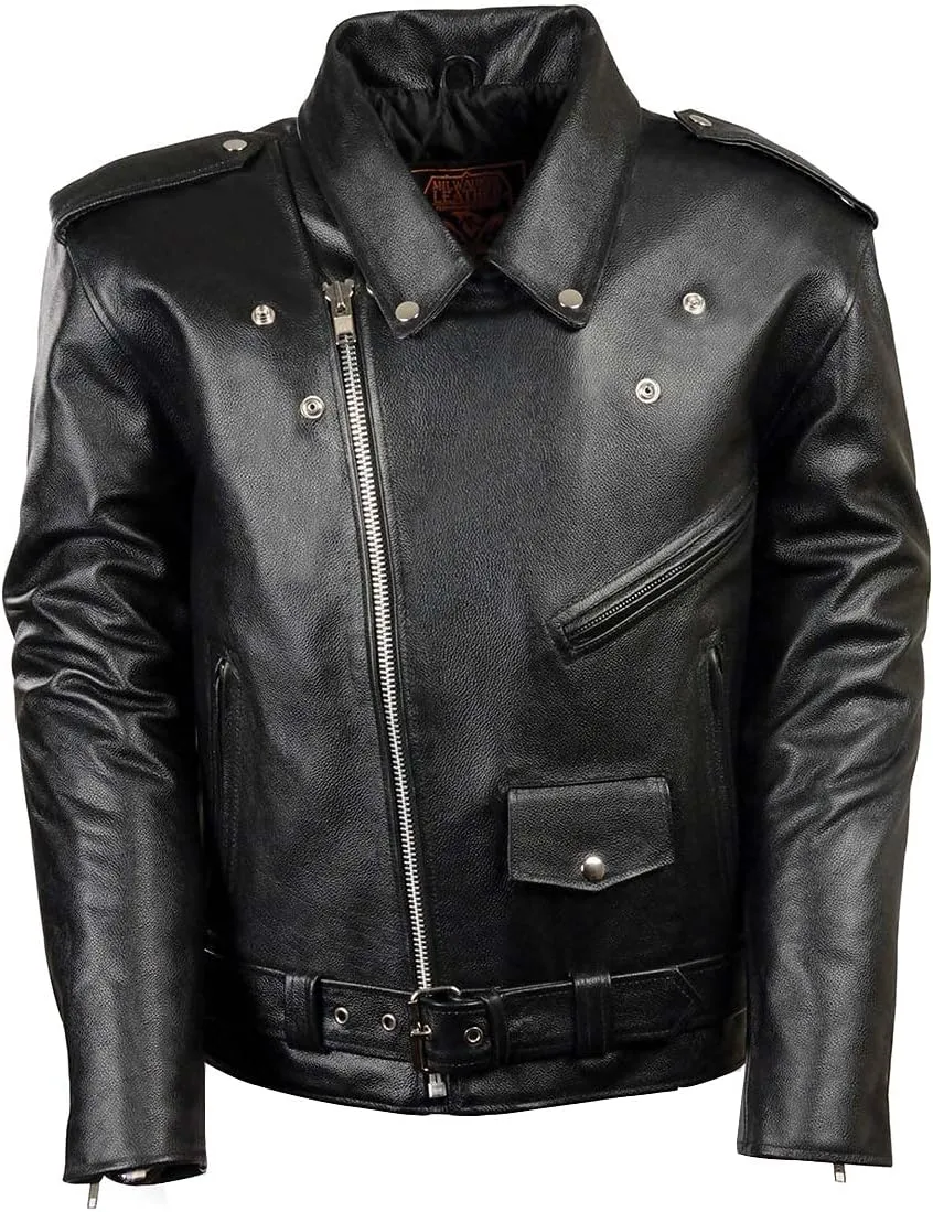 Milwaukee Leather LKM1781 Men's The Legend Classic Black Premium Leather Motorcycle Jacket w/Quilted Liner