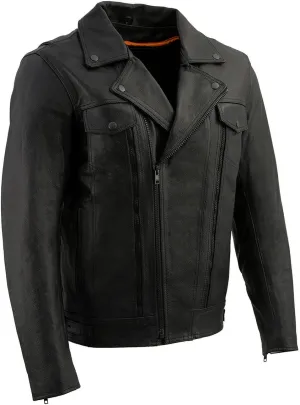 Milwaukee Leather LKM1781 Men's The Legend Classic Black Premium Leather Motorcycle Jacket w/Quilted Liner