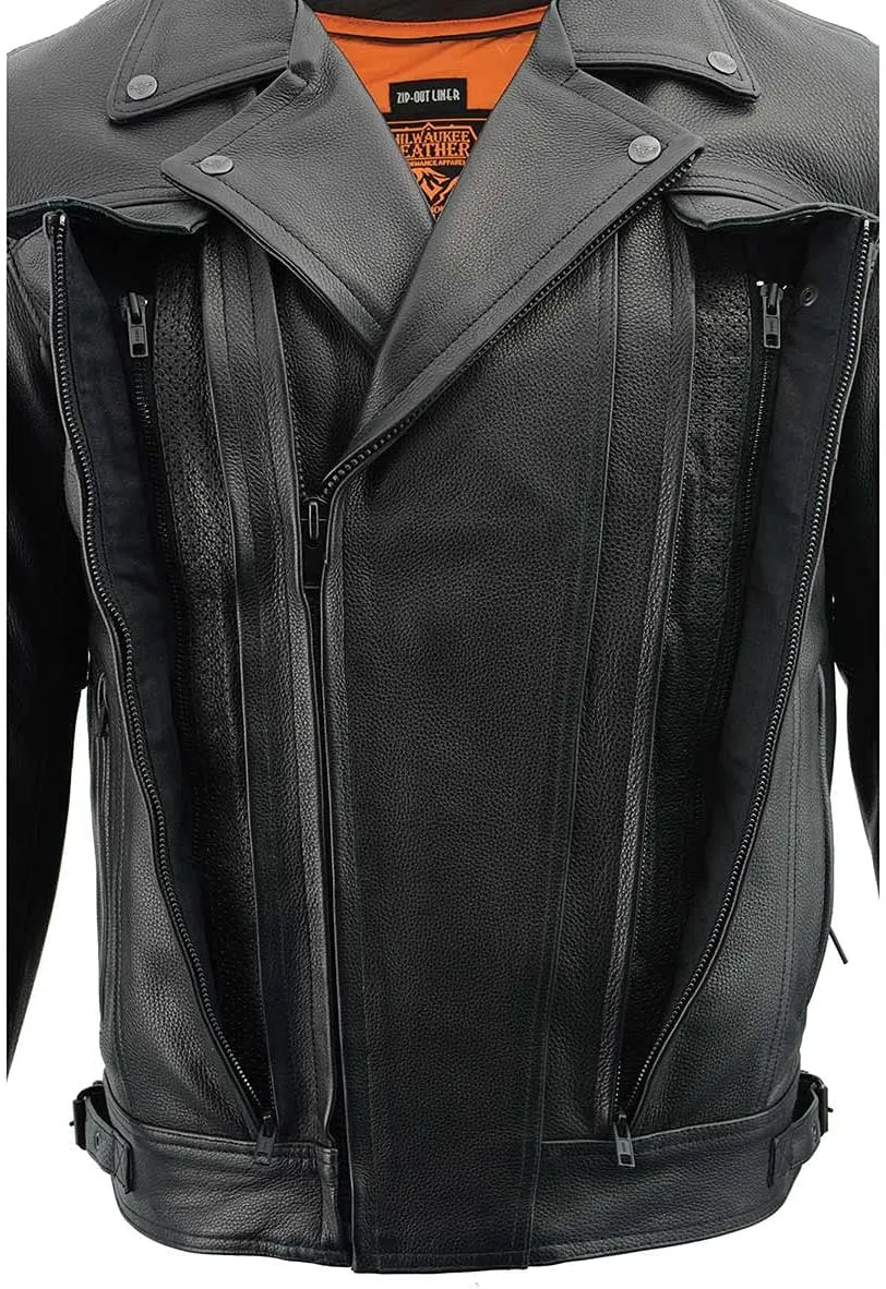Milwaukee Leather LKM1781 Men's The Legend Classic Black Premium Leather Motorcycle Jacket w/Quilted Liner