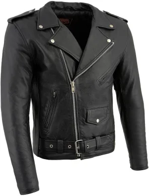Milwaukee Leather LKM1781 Men's The Legend Classic Black Premium Leather Motorcycle Jacket w/Quilted Liner