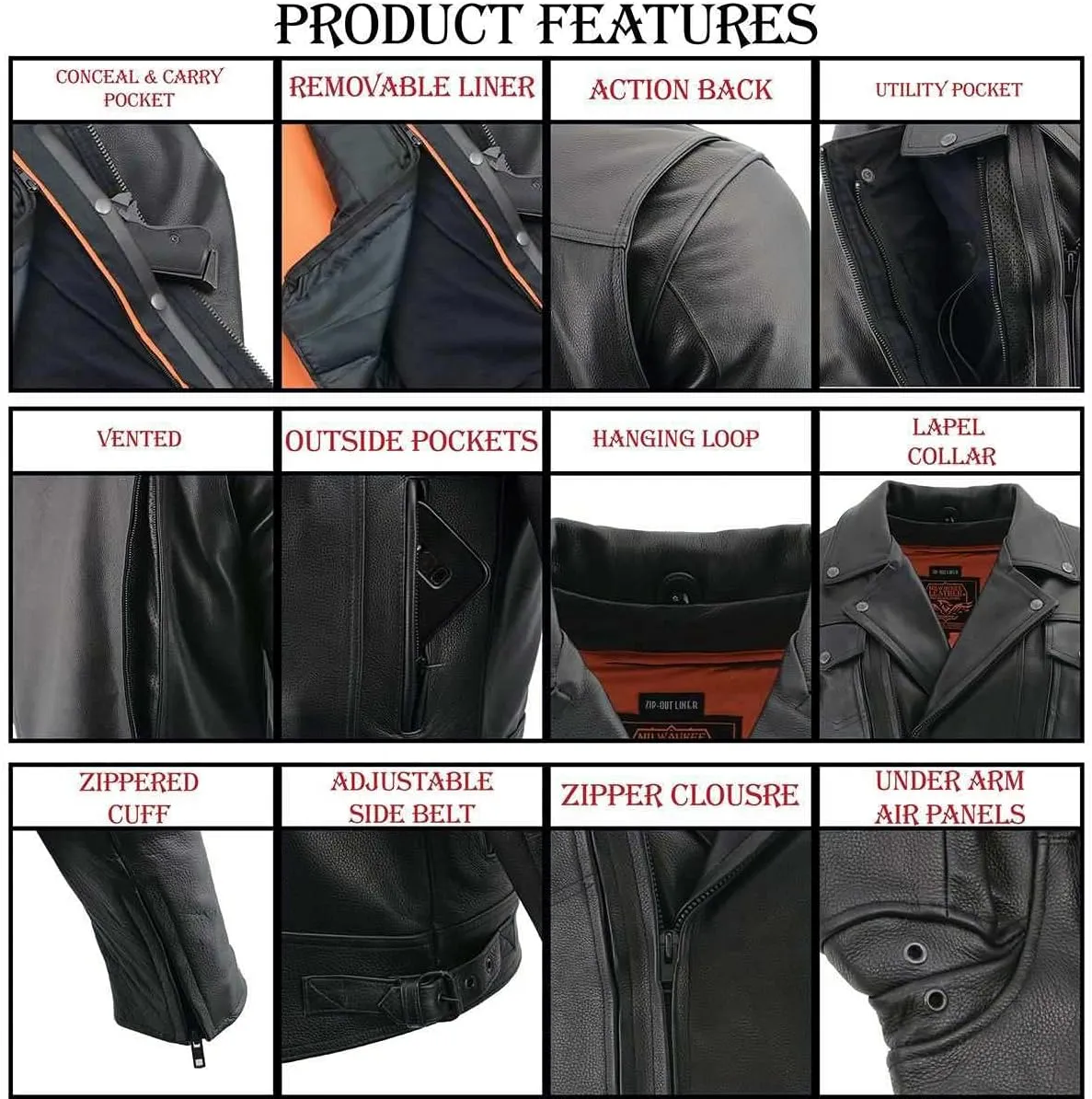 Milwaukee Leather LKM1781 Men's The Legend Classic Black Premium Leather Motorcycle Jacket w/Quilted Liner