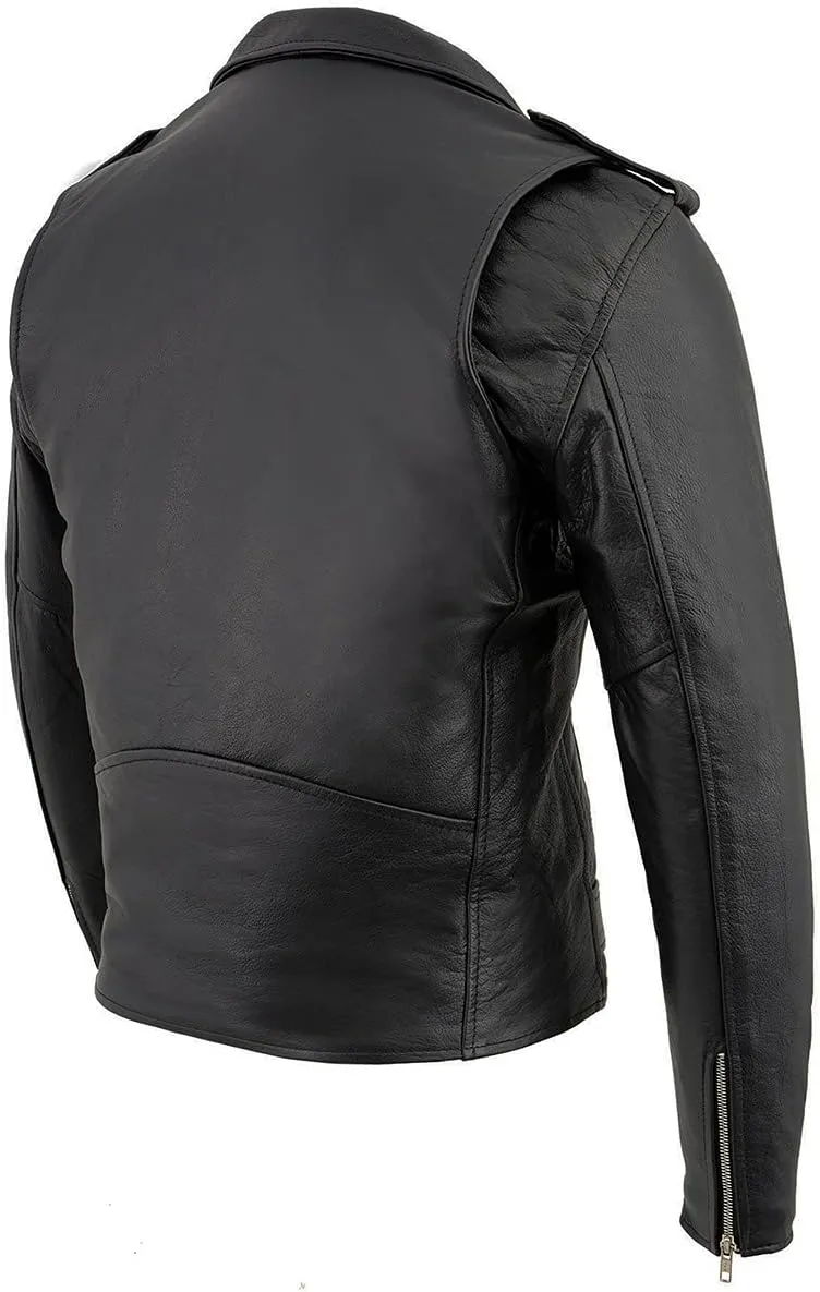 Milwaukee Leather LKM1781 Men's The Legend Classic Black Premium Leather Motorcycle Jacket w/Quilted Liner
