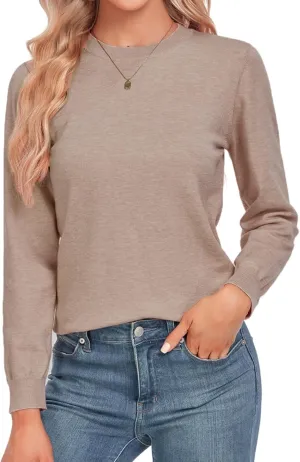 MINTLIMIT Women Lightweight Sweater Crew Neck Soft Knit Casual Basic Long Sleeve Pullover Fall Sweater Blouse Top