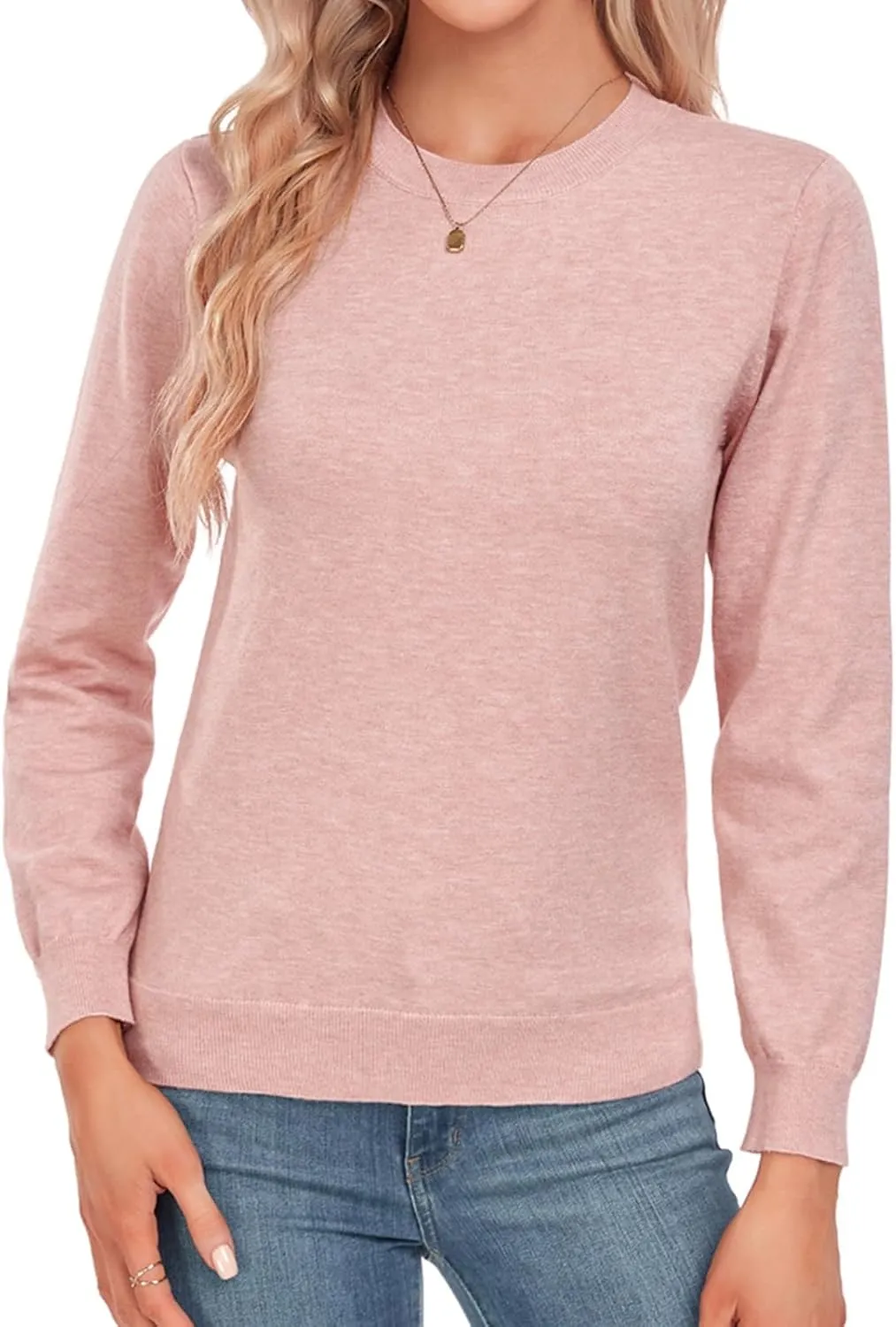 MINTLIMIT Women Lightweight Sweater Crew Neck Soft Knit Casual Basic Long Sleeve Pullover Fall Sweater Blouse Top