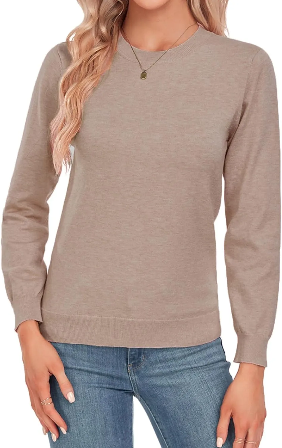 MINTLIMIT Women Lightweight Sweater Crew Neck Soft Knit Casual Basic Long Sleeve Pullover Fall Sweater Blouse Top