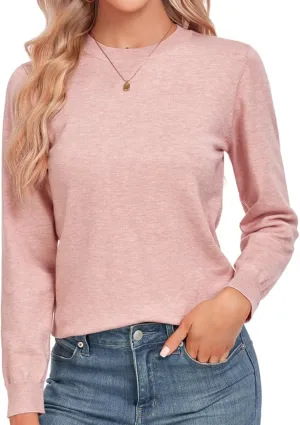 MINTLIMIT Women Lightweight Sweater Crew Neck Soft Knit Casual Basic Long Sleeve Pullover Fall Sweater Blouse Top