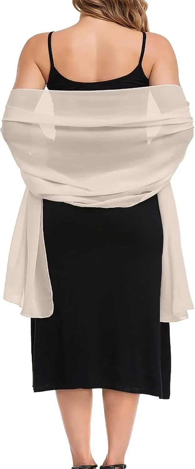 Miyaomn Chiffon Shawls and Wraps for Evening Dresses Sheer Womens Wedding Party Bridal Travel Scarf Pashmina Bikini Cover Up