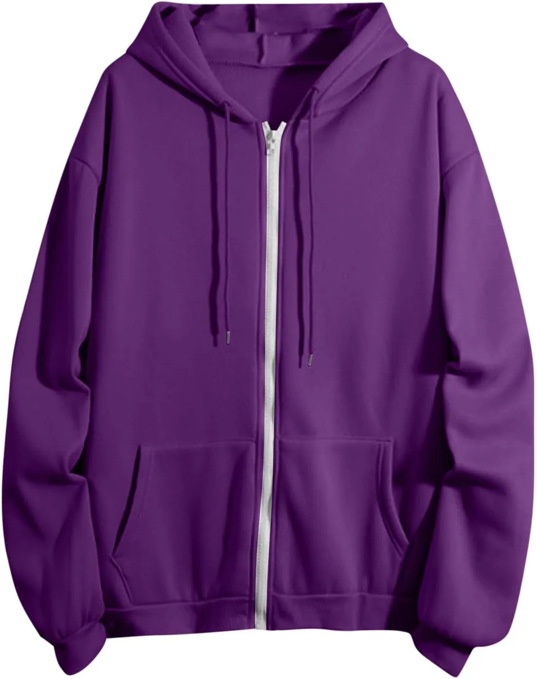Mzkdieey Womens Zip Up Hoodies Fall Jacket Drawstring Long Sleeve Hooded Sweatshirts Oversized Outerwear Coat with Pockets