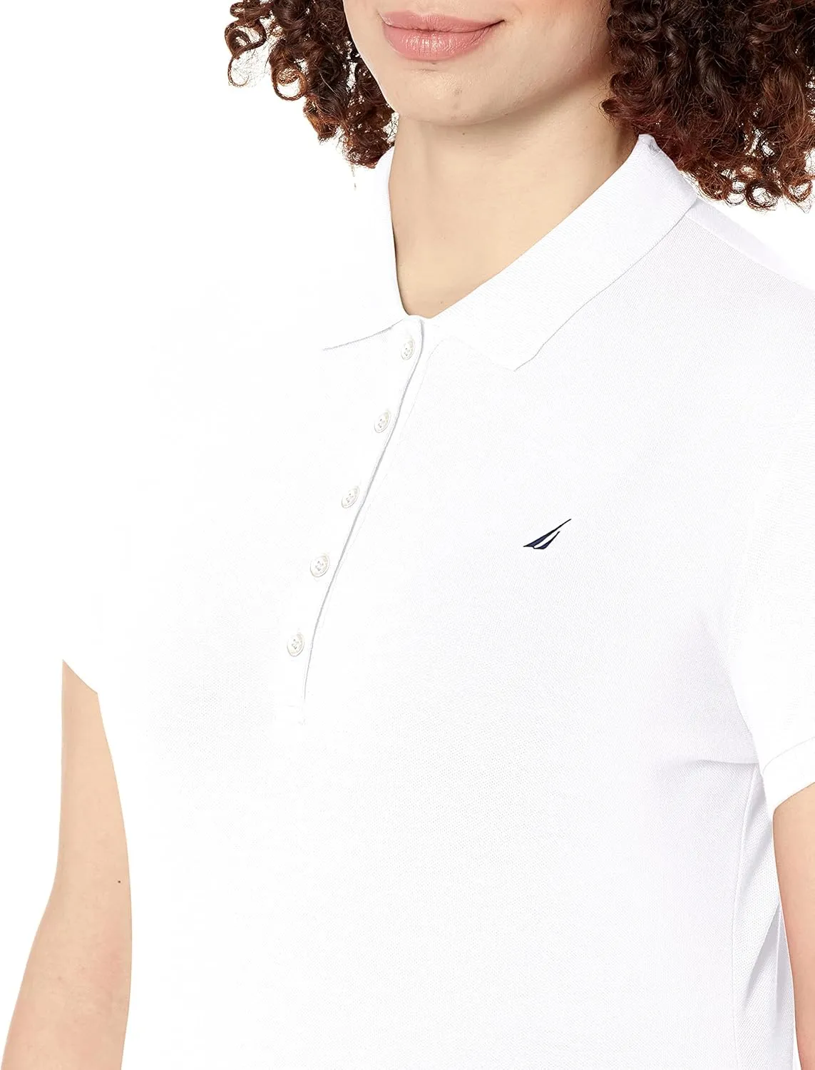 Nautica Women's 5-Button Short Sleeve Cotton Polo Shirt