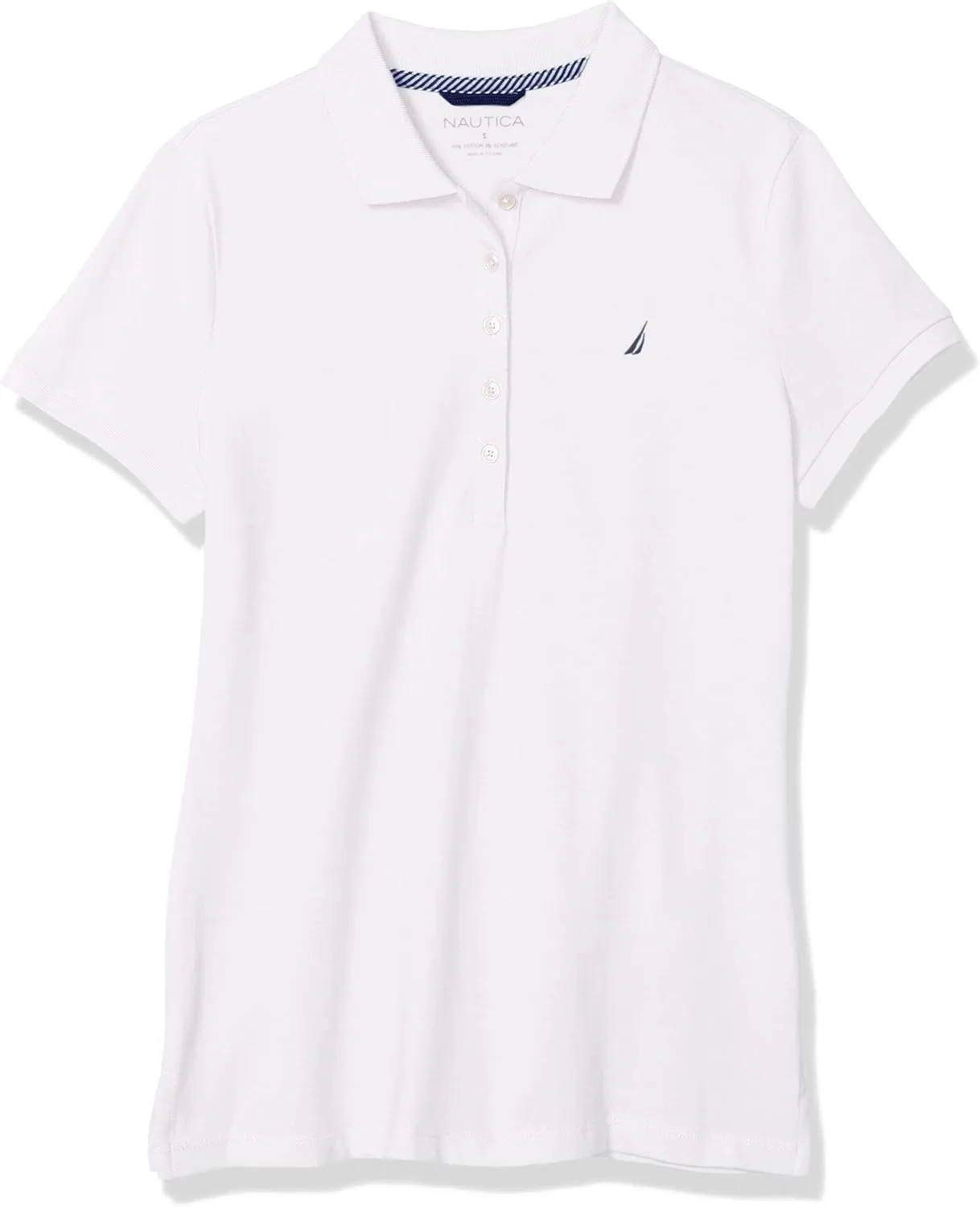 Nautica Women's 5-Button Short Sleeve Cotton Polo Shirt