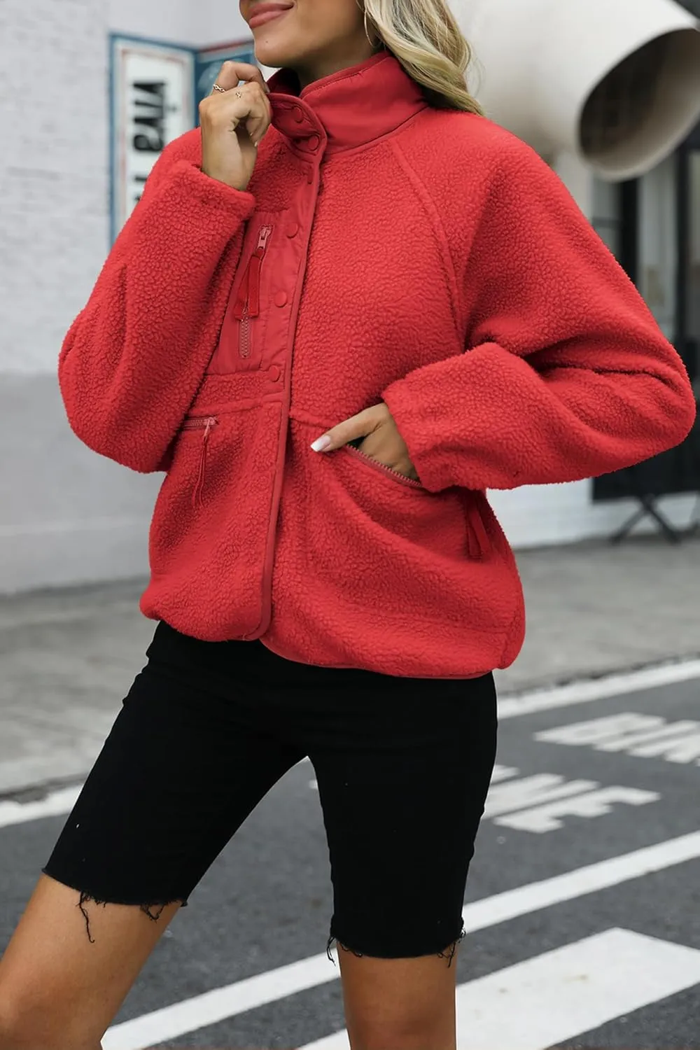 Nirovien Womens Fuzzy Fleece Jacket Button Down Sherpa Coats Casual Winter Warm Outwear with Pockets
