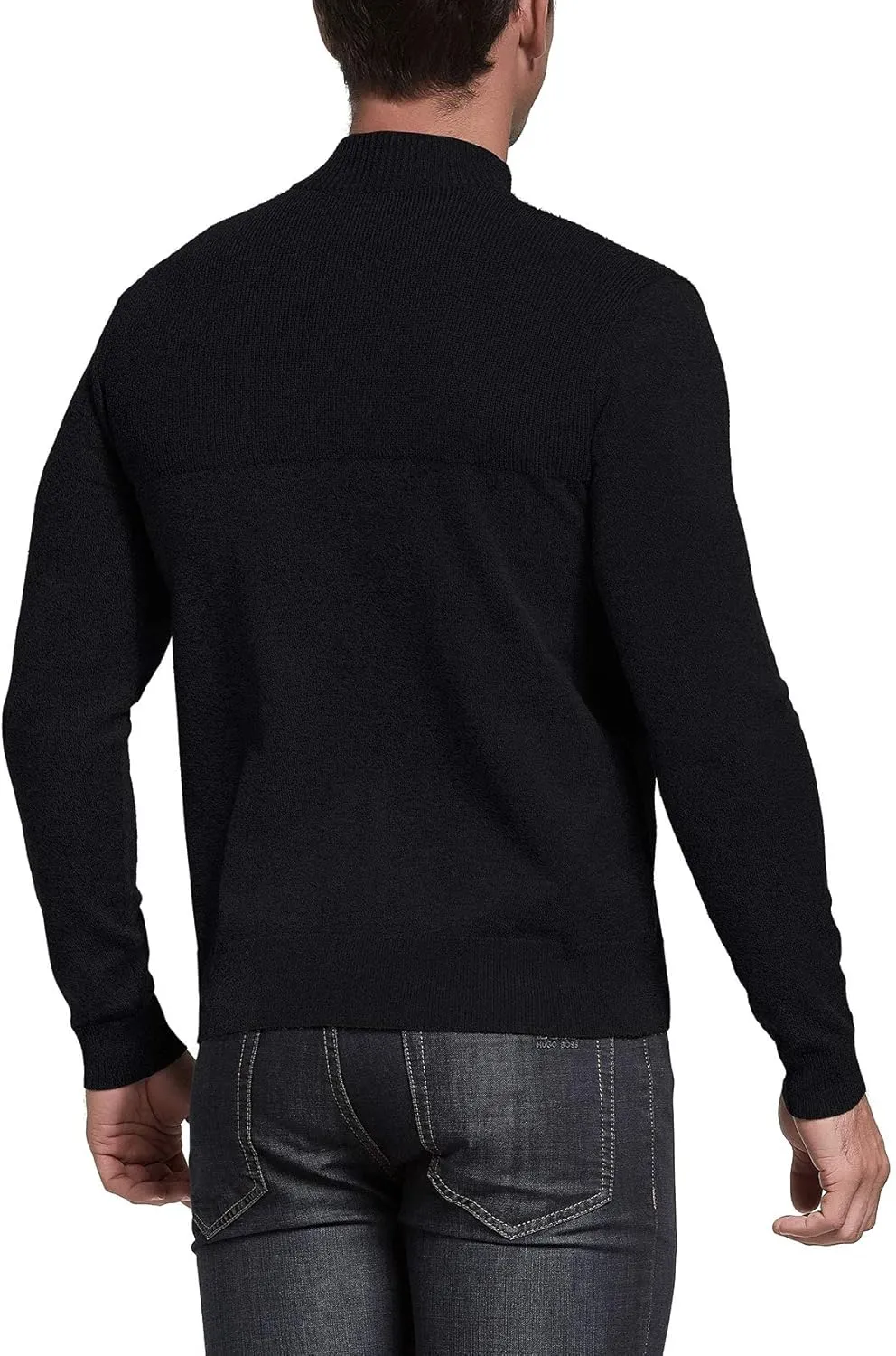 NITAGUT Mens Slim Fit Zip Up Mock Neck Polo Sweater Casual Long Sleeve Sweater and Pullover Sweaters with Ribbing Edge
