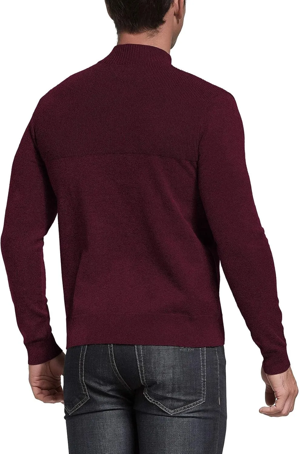 NITAGUT Mens Slim Fit Zip Up Mock Neck Polo Sweater Casual Long Sleeve Sweater and Pullover Sweaters with Ribbing Edge
