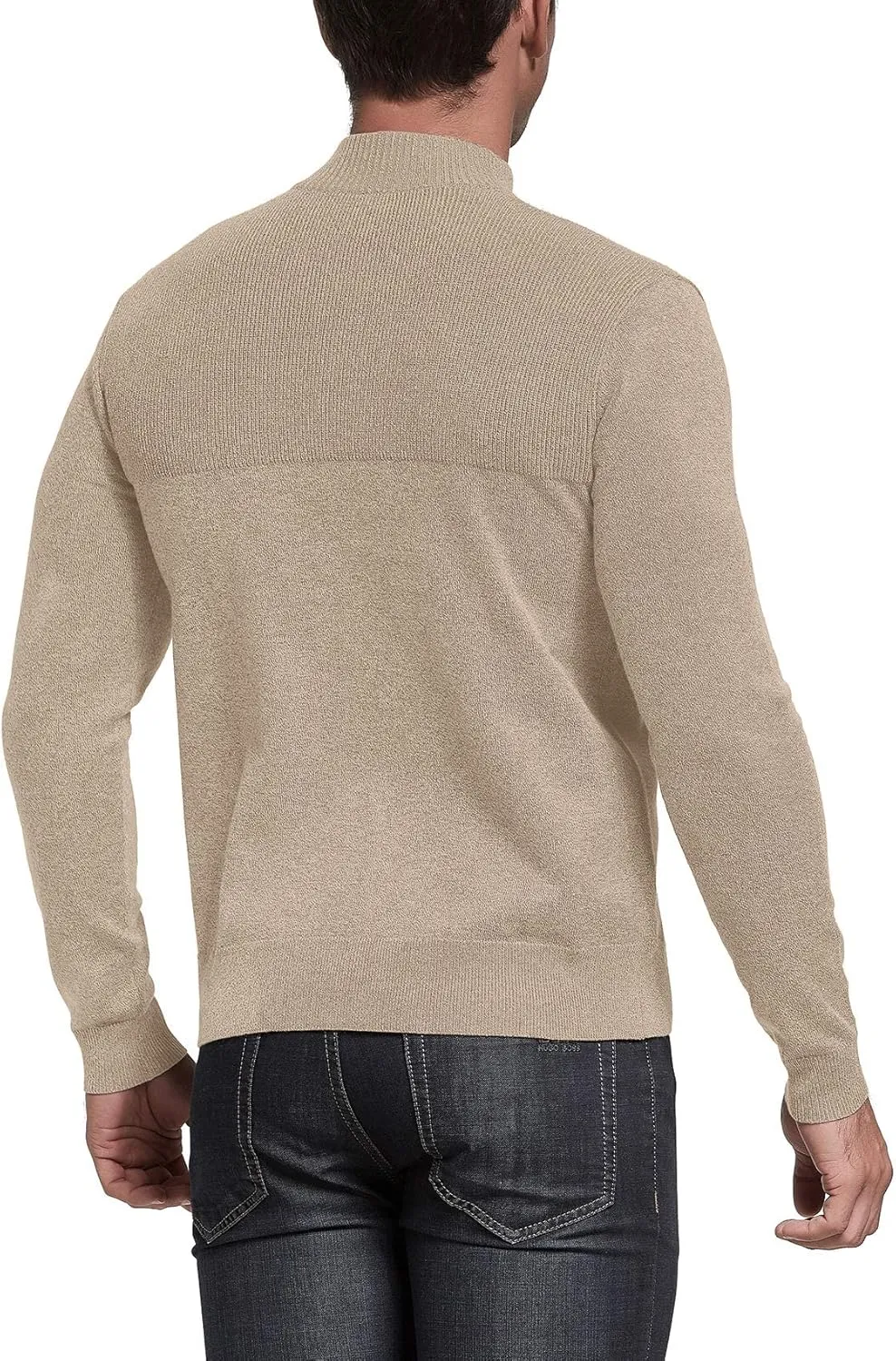 NITAGUT Mens Slim Fit Zip Up Mock Neck Polo Sweater Casual Long Sleeve Sweater and Pullover Sweaters with Ribbing Edge