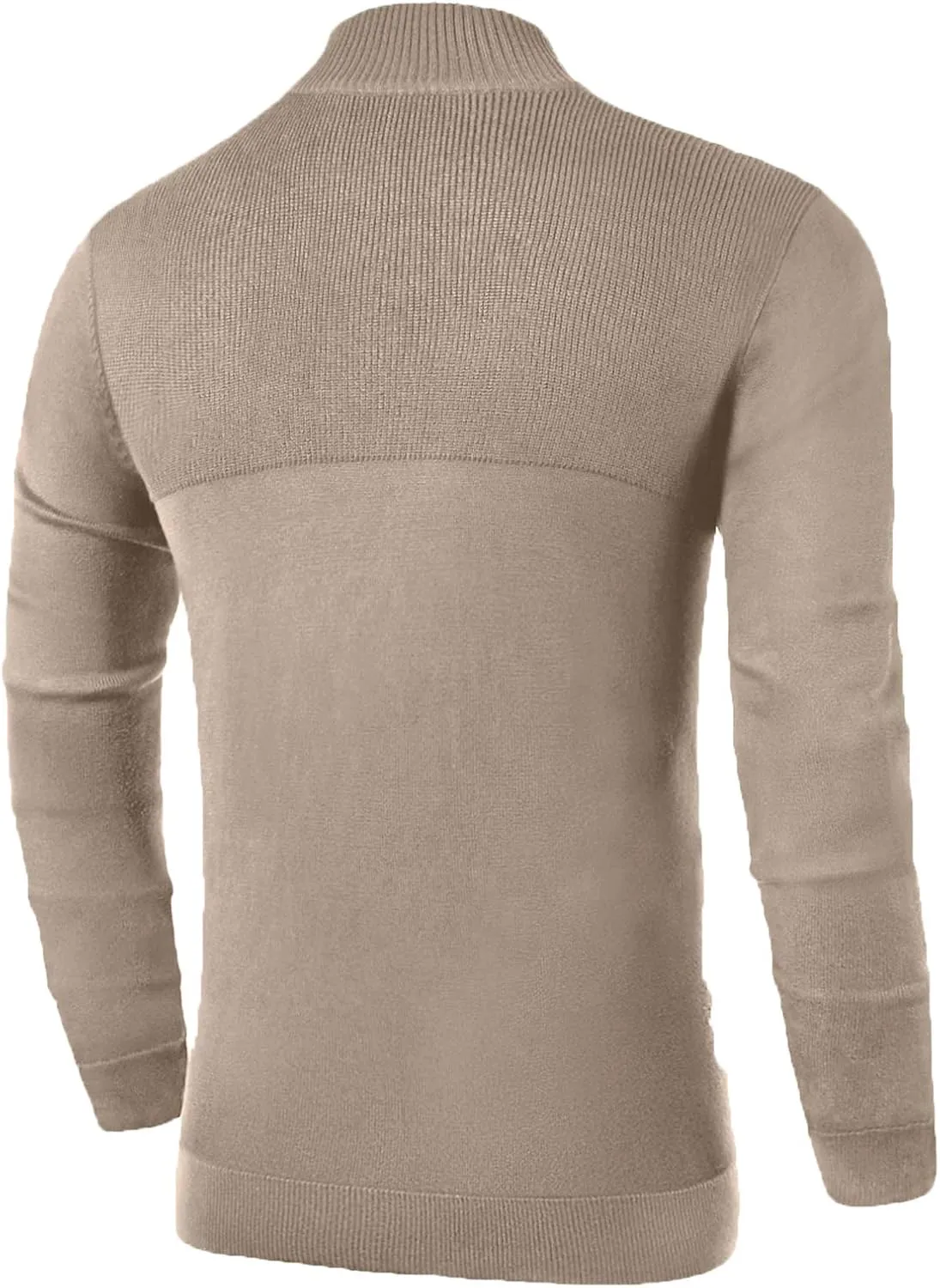 NITAGUT Mens Slim Fit Zip Up Mock Neck Polo Sweater Casual Long Sleeve Sweater and Pullover Sweaters with Ribbing Edge