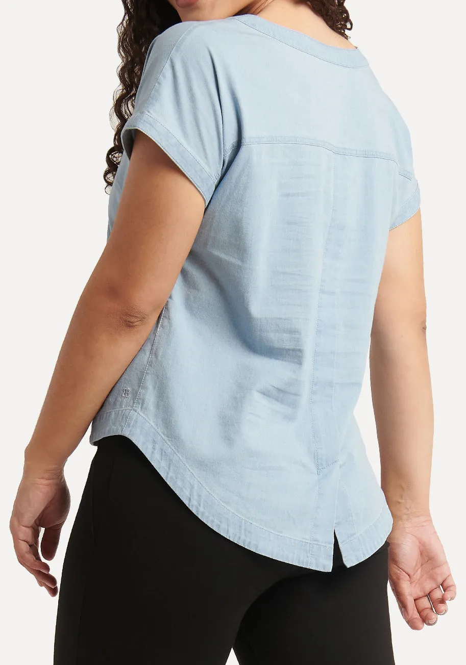 Notched Denim Top (Malibu)