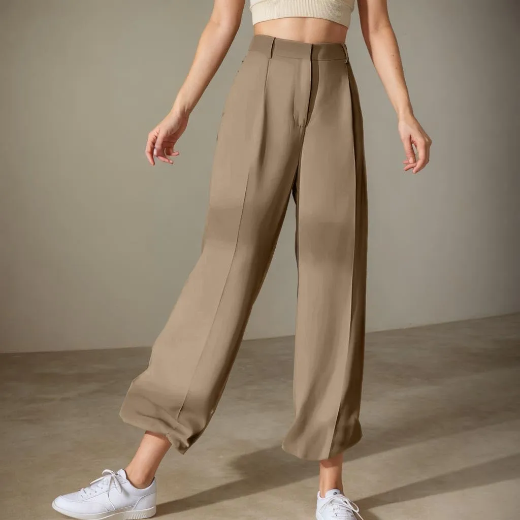 Palazzo Pants for Women Petite Trendy High Waisted Work Pants Flat Front Wide Leg Flowy Office Business Casual Outfit